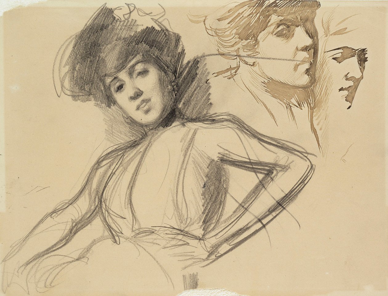 Tre studier til et portrett av Albert Edelfelt