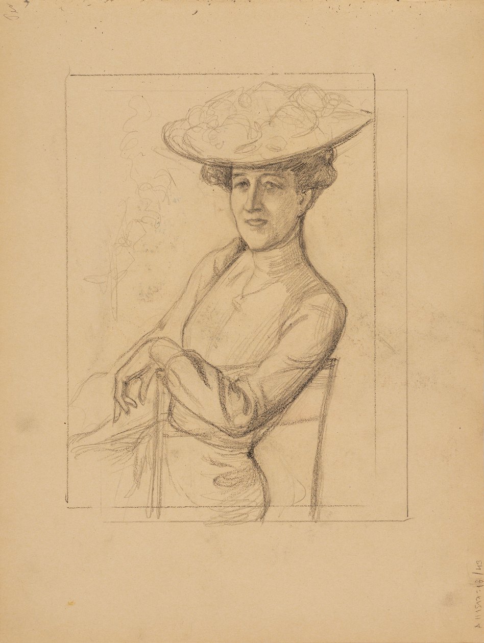 Sittende kvinne med hatt av Albert Edelfelt