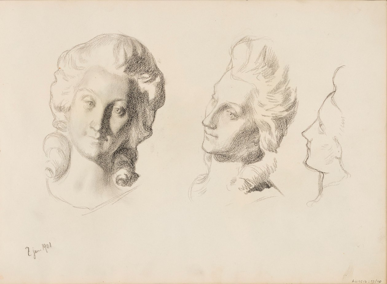 Masker, skisse / 1700-tallet (rokokko), skisse av Albert Edelfelt