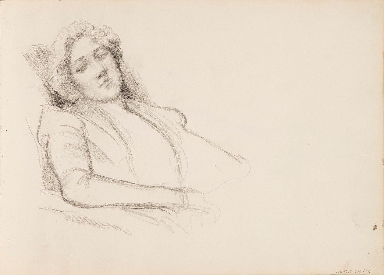 Sittende kvinne, portrett av halv kropp av Albert Edelfelt