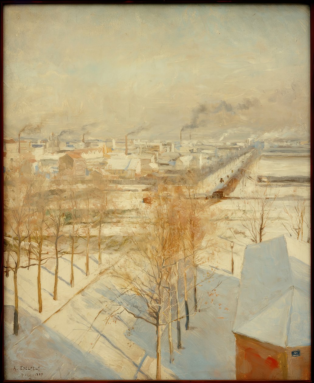 Snødekte Paris av Albert Gustaf Aristides Edelfelt