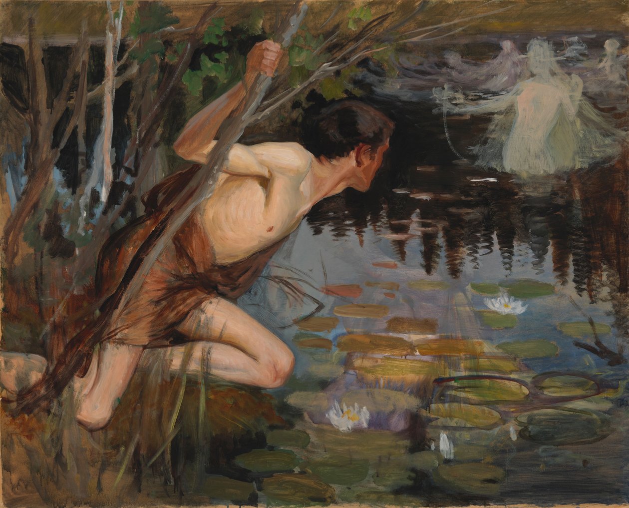 Ungdom og en havfrue, skisse av Albert Edelfelt