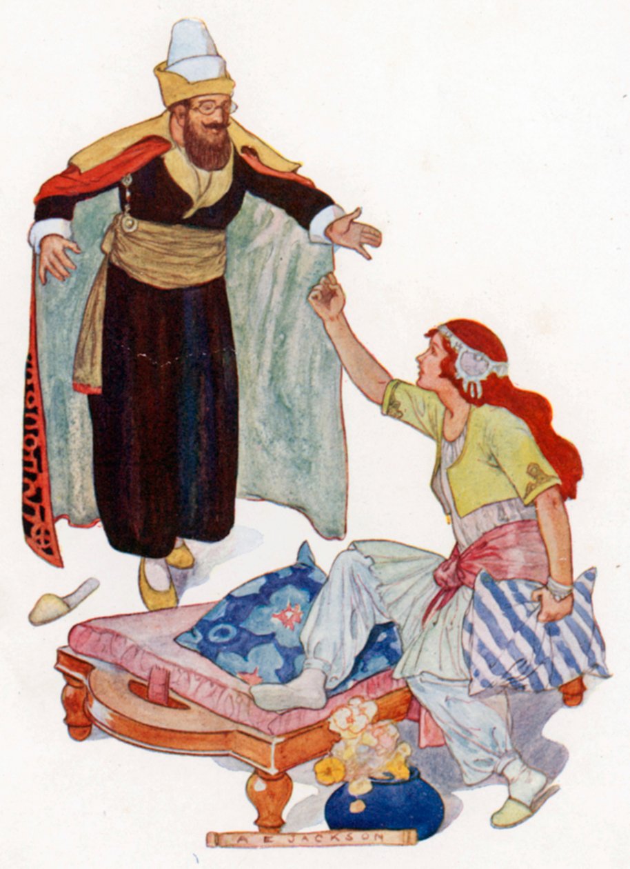 Prinsen gikk rett til henne (fargelitografi) av Albert Edward Jackson