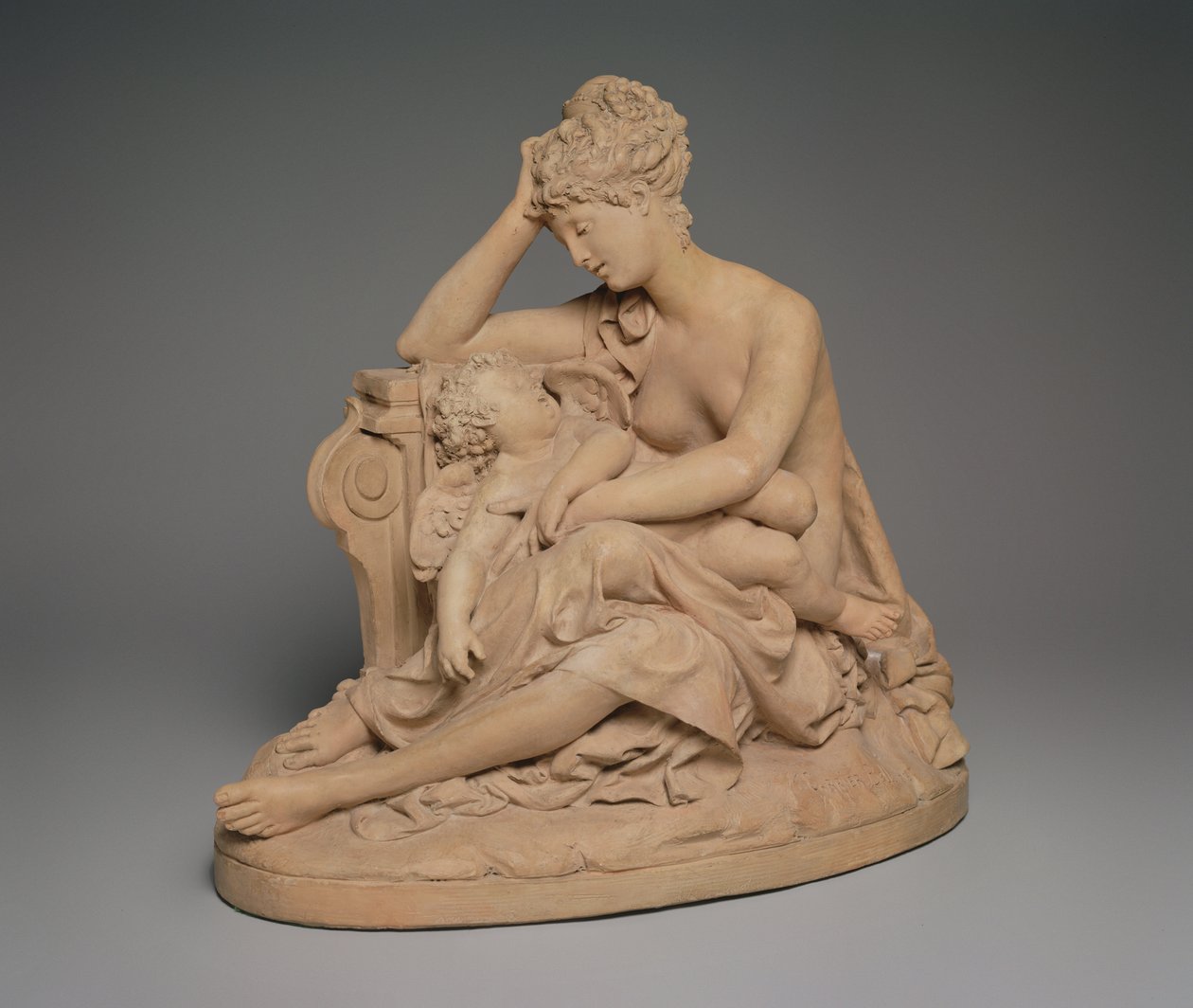 Venus og kjærlighet, ca. 1864 (terrakotta) av Albert Ernest Carrier Belleuse