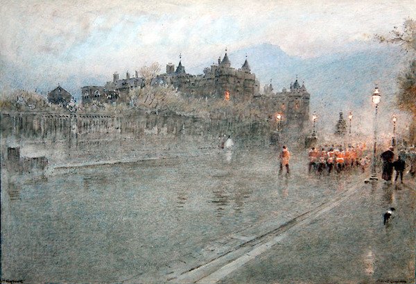 Holyrood, Edinburgh (penn og blekk med akvarell på papir) av Albert Goodwin