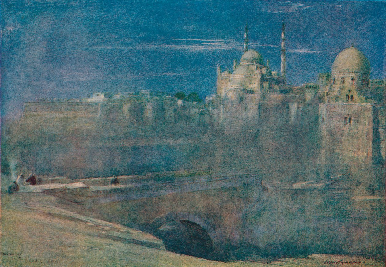 Måneskinn på citadellet, Kairo, c1890 av Albert Goodwin