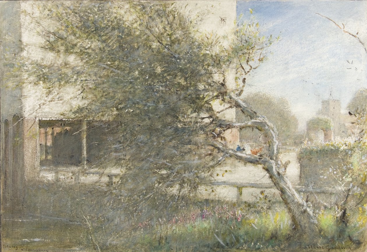 Sturry Nr Canterbury, ca. 1860-c. 1932 (akvarell og kroppsfarge på papir) av Albert Goodwin