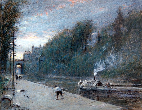 The Canal, Chichester (penn og blekk med akvarell og kroppsfarge på papir) av Albert Goodwin
