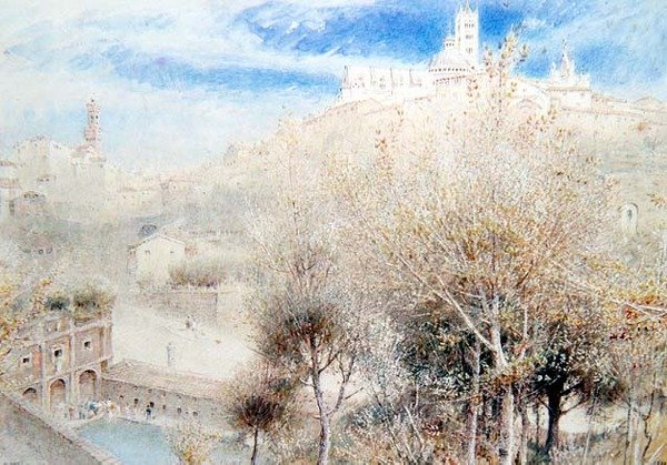 Fonte Branda, Siena (akvarell) av Albert Goodwin