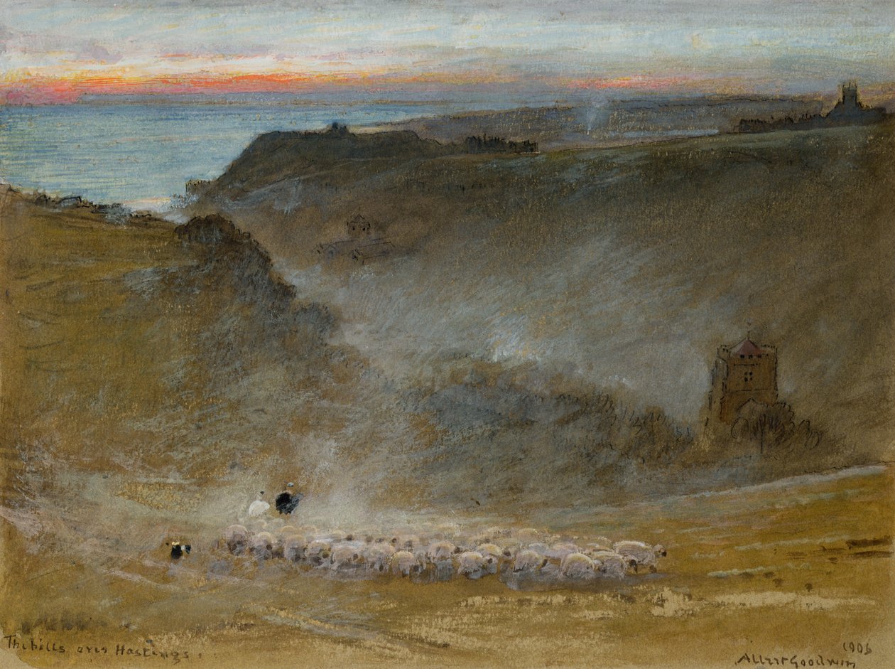 The Hills Over Hastings, 1906 av Albert Goodwin