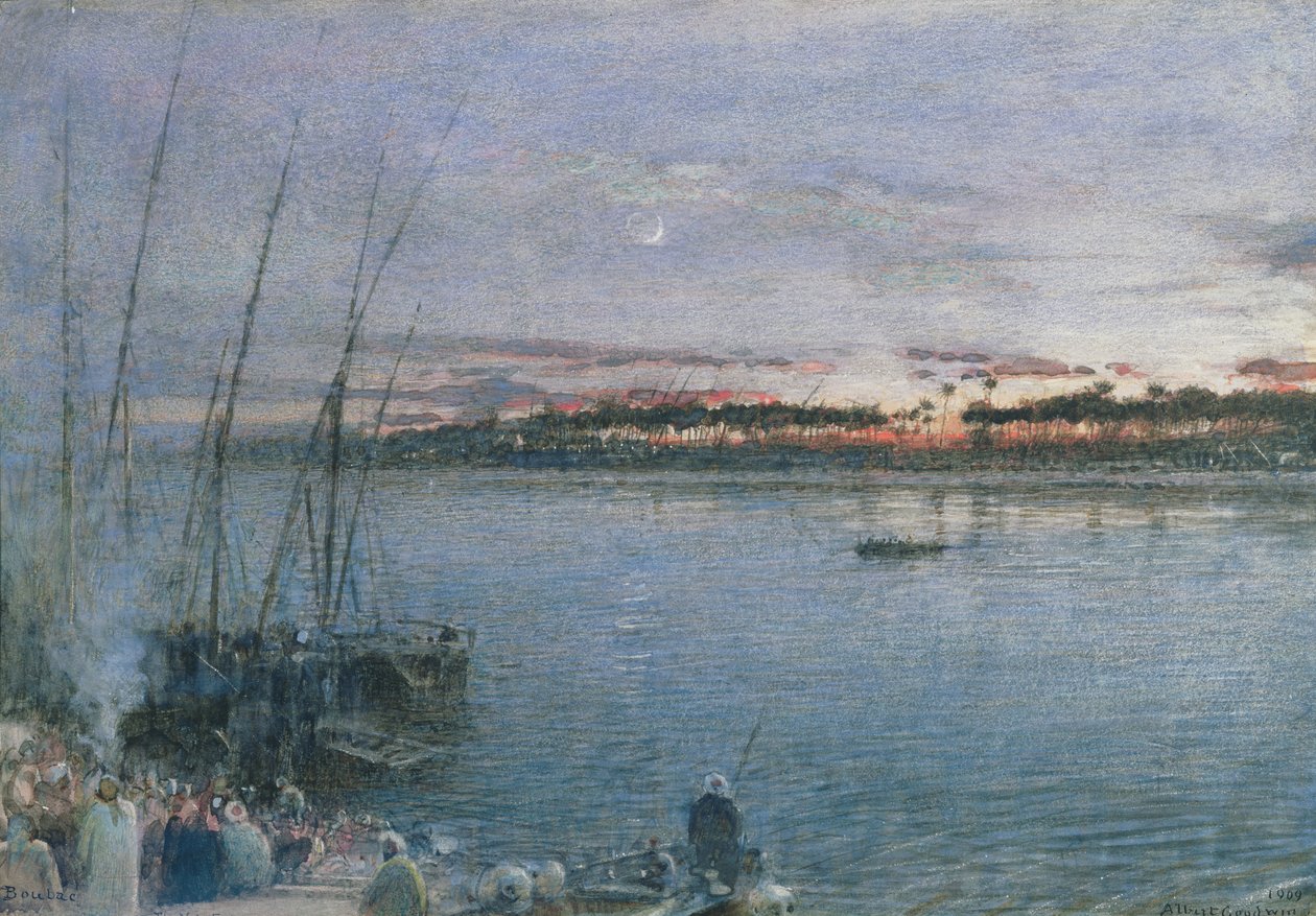 The Nile Ferry Boulac: Nile-fergen av Albert Goodwin