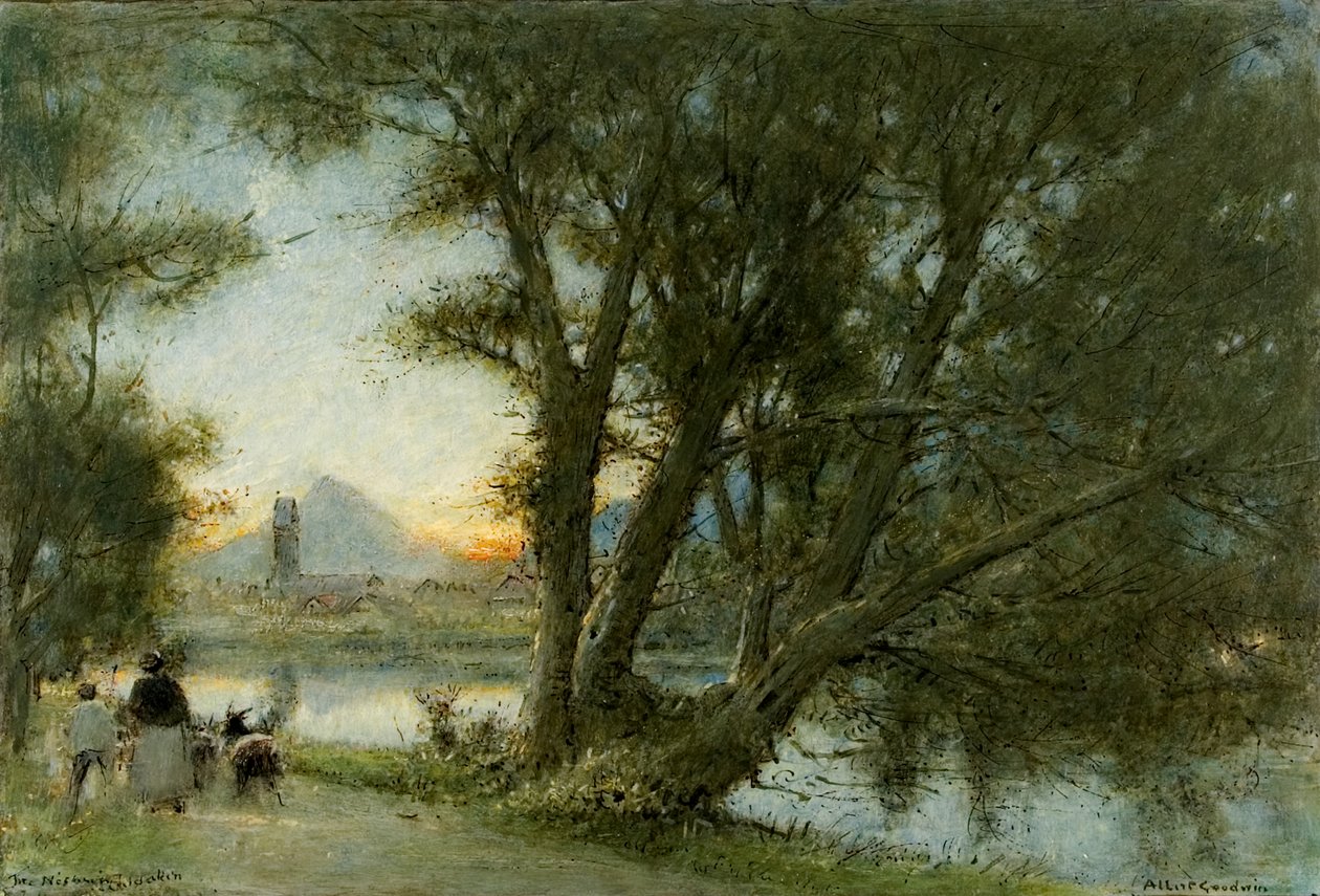 The Village of..., ca. 1860-c. 1932 (olje, penn og blekk om bord) av Albert Goodwin