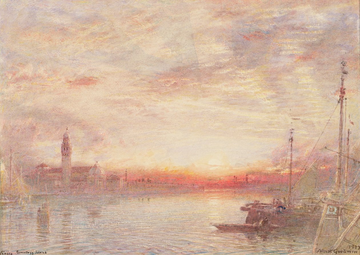 Venezia, kirkegårdsøya (San Michele) av Albert Goodwin