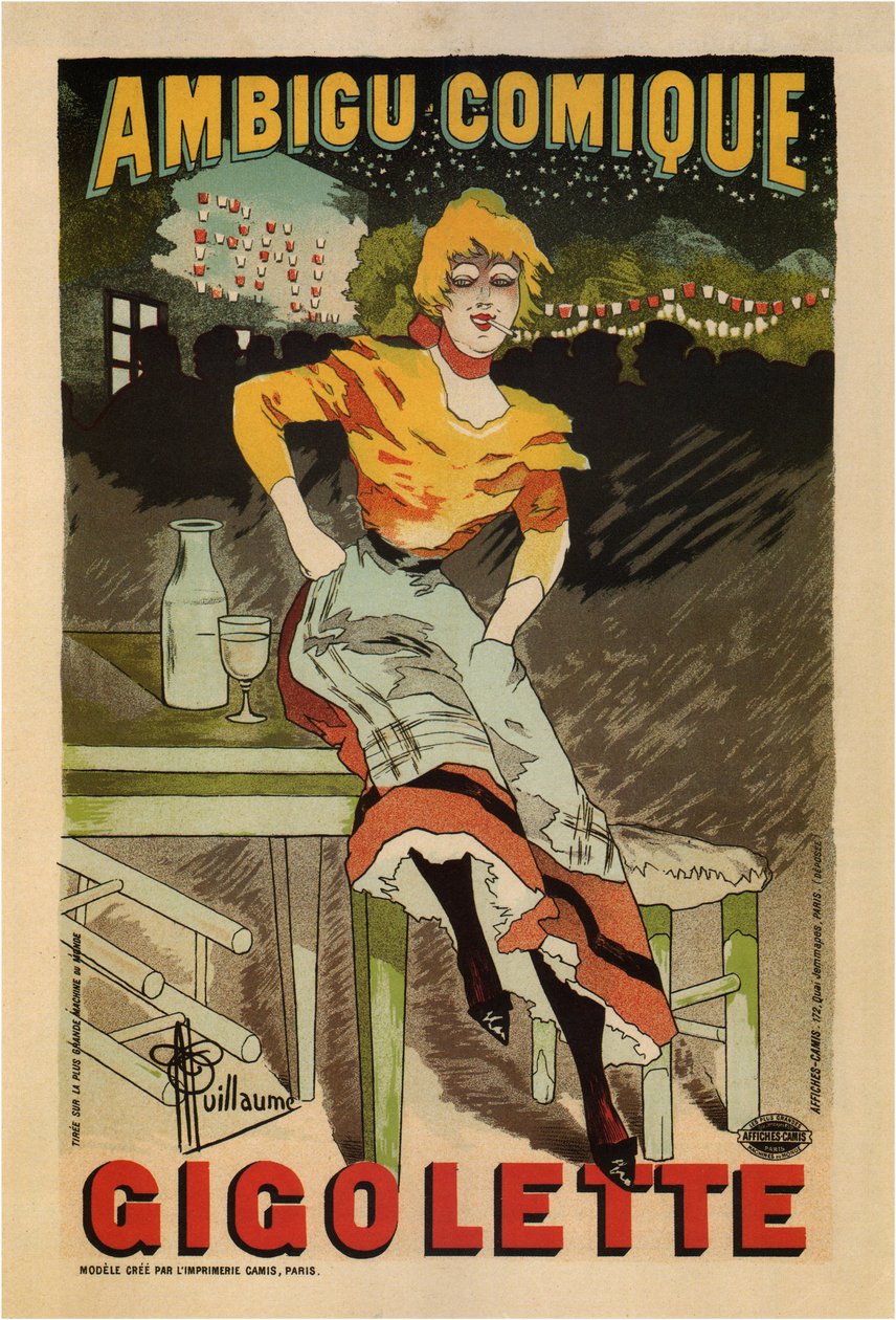Tvetydig tegneserie, Gigolette, 1896 av Albert Guillaume