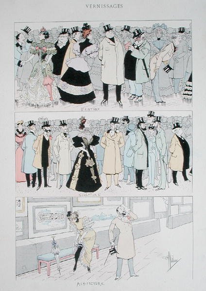 Galleriåpninger, ca. 1900 (farge litho) av Albert Guillaume