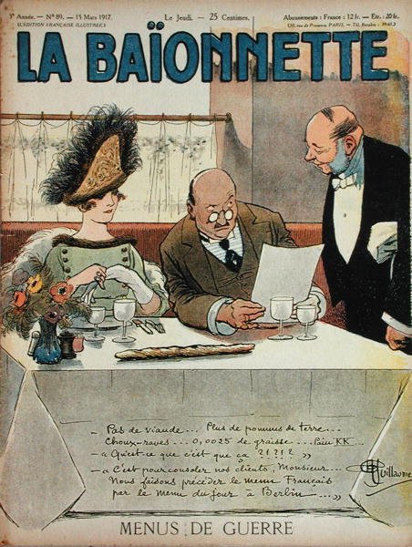Menus de Guerre, fra La Baionnette, 15. mars 1917 av Albert Guillaume