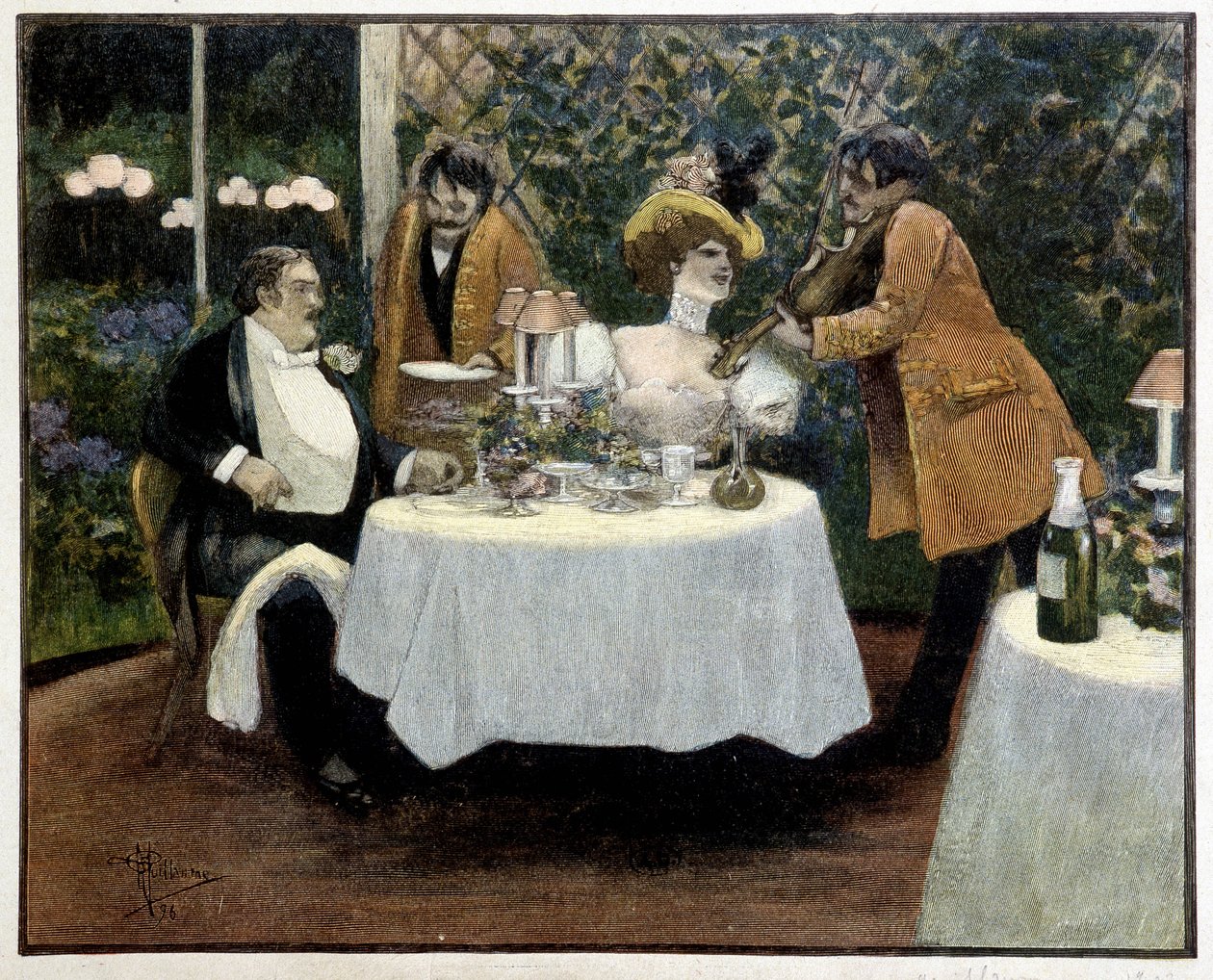 Restaurant, tegning av Guillaume av Albert Guillaume