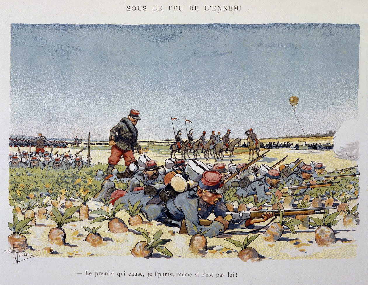 Under fiendtlig ild - Armee sett av A. guillaume, rundt 1900 av Albert Guillaume