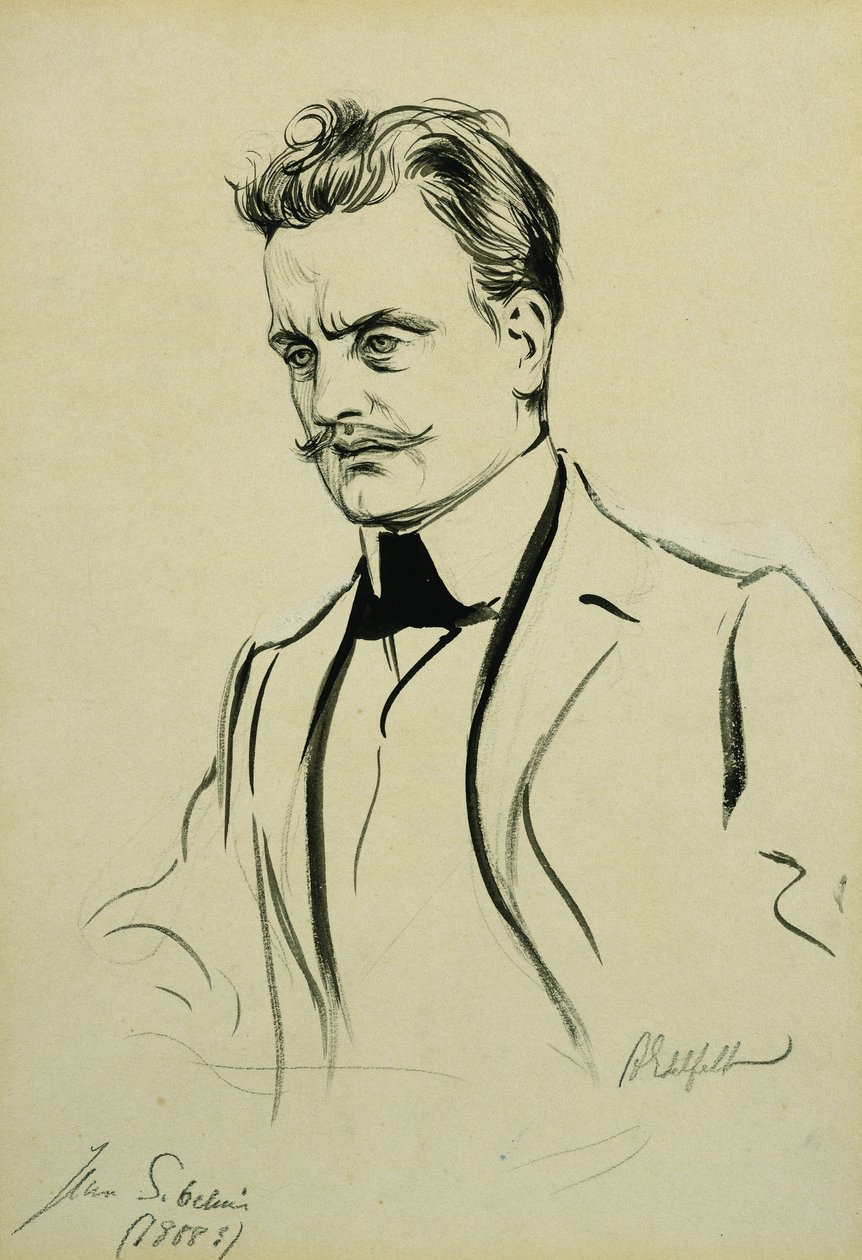 Portrett av komponisten Jean Sibelius, liten halvlengde, av Albert Gustaf Aristides Edelfelt