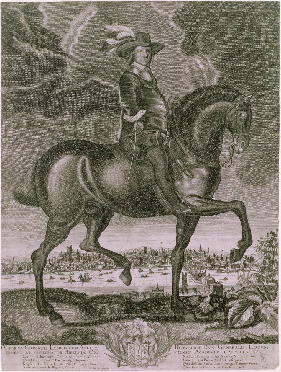 Ridesportrett av Oliver Cromwell (1599-1658) ca. 1655 av Albert Haelwegh