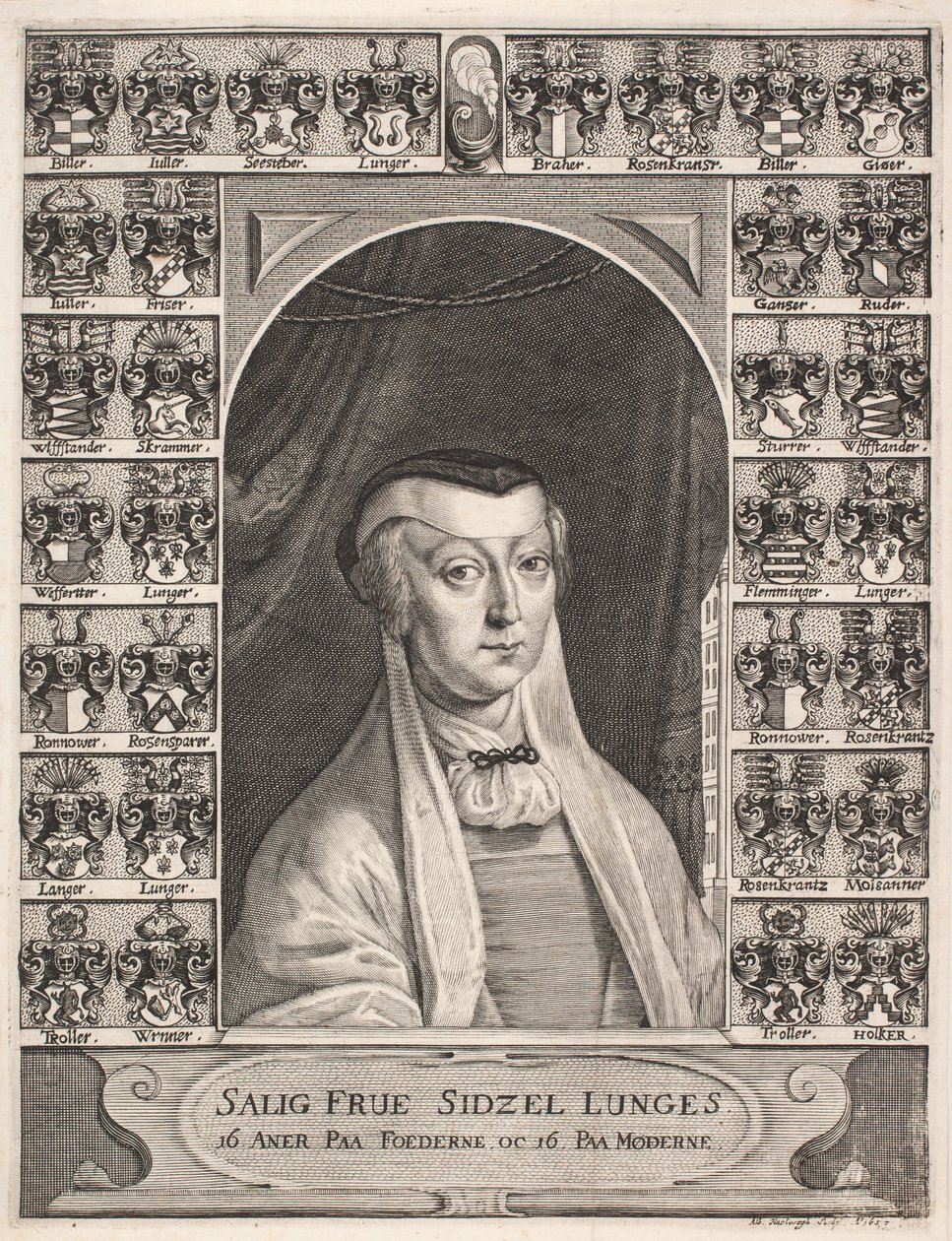 Sittende lunge. Minneark av Albert Haelwegh