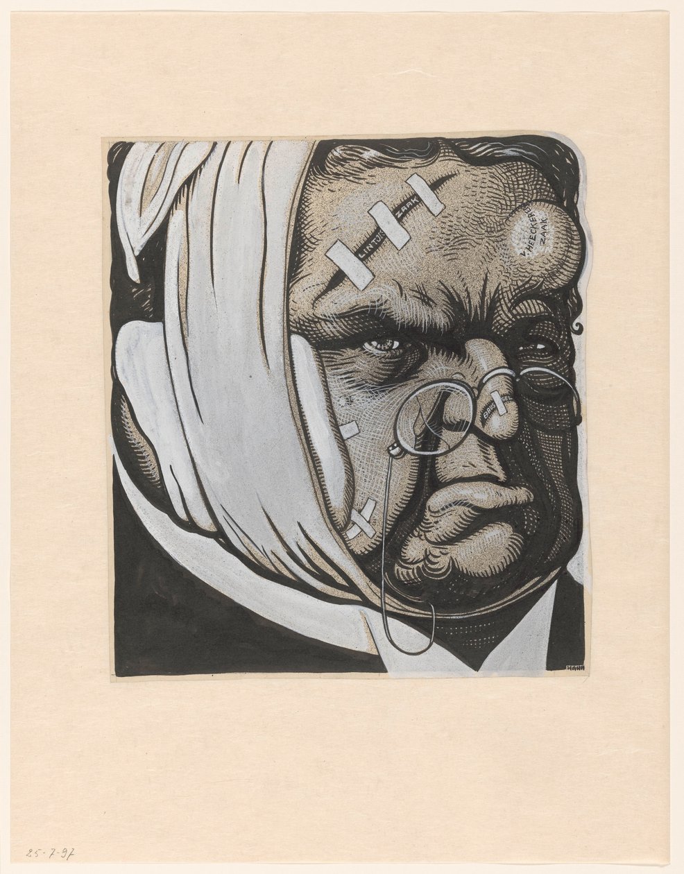 Karikatur av Abraham Kuyper, etter turen til Brussel og saken om Heeckeren av Albert Hahn (I)