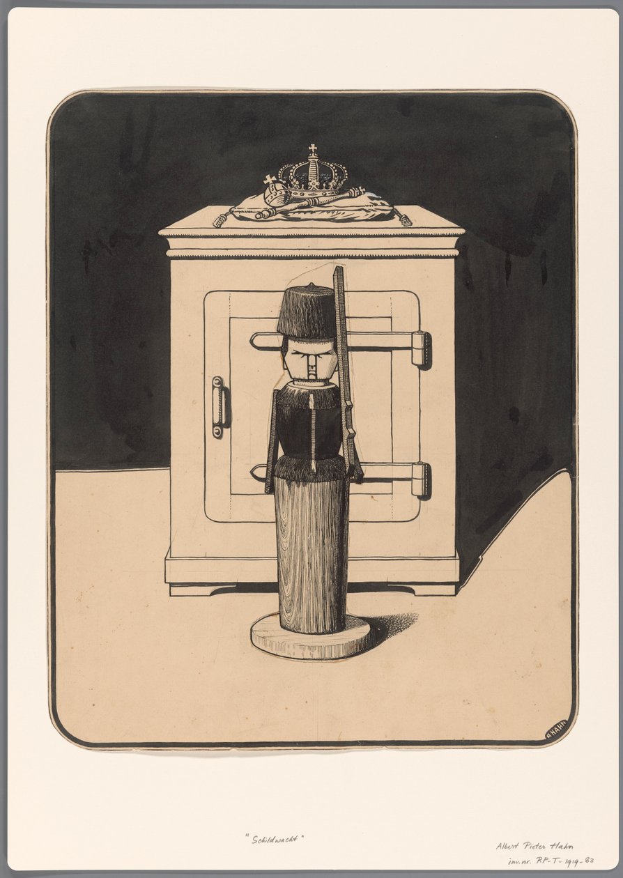 Design for en politisk tegneserie: The wooden sentry av Albert Hahn (I)