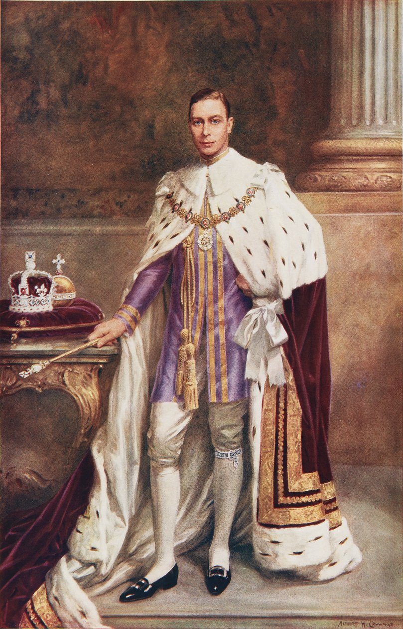 Kong George VI i kroningskapper av Albert Henry Collings