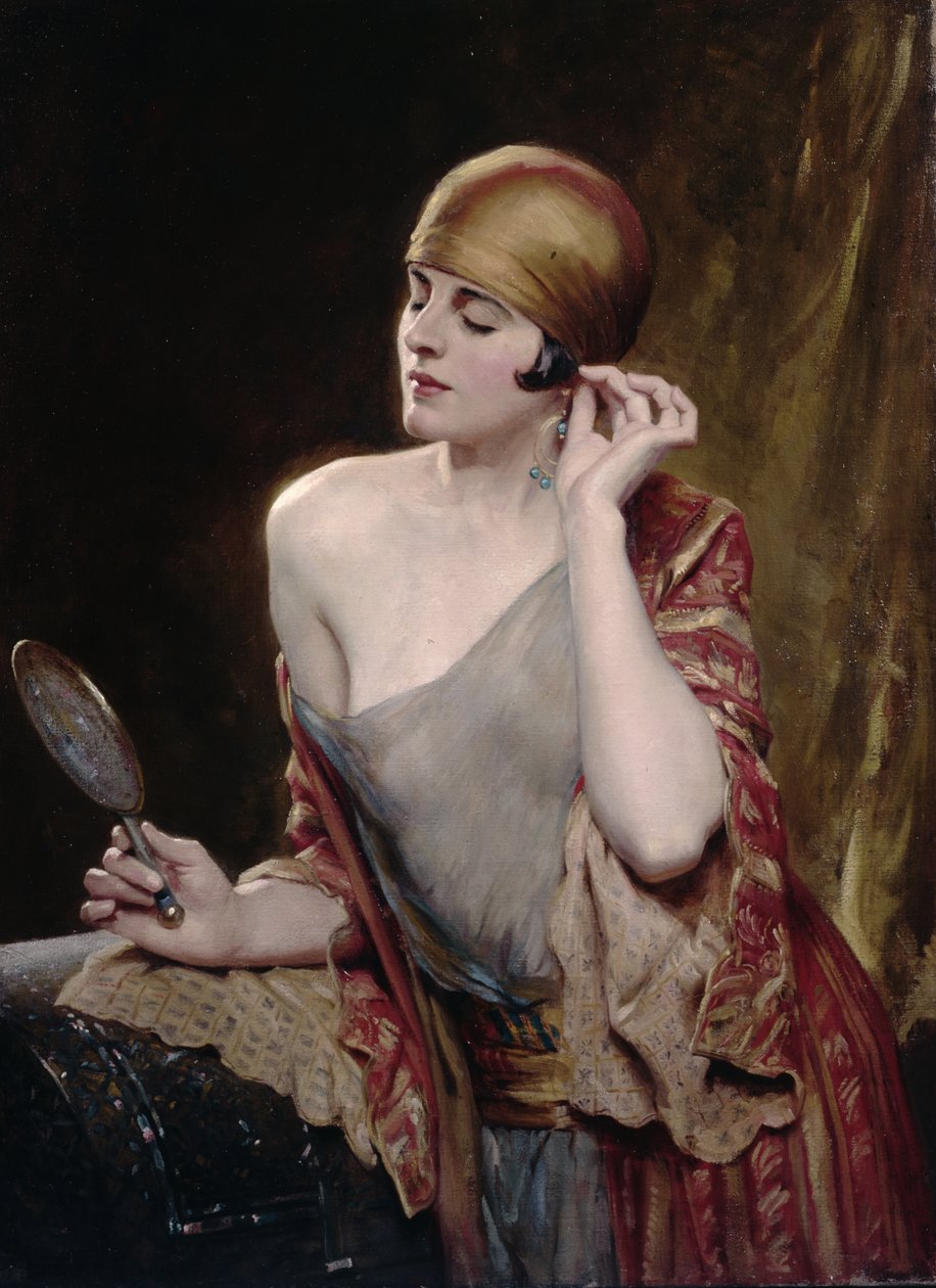 Ser i speilet (olje på lerret) av Albert Henry Collings