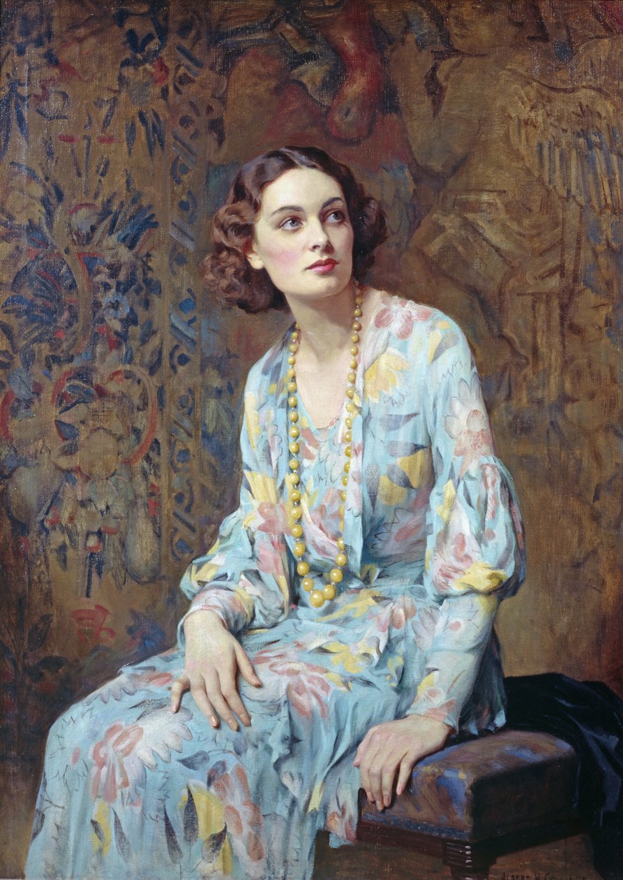 Portrett av en dame (olje på lerret) av Albert Henry Collings