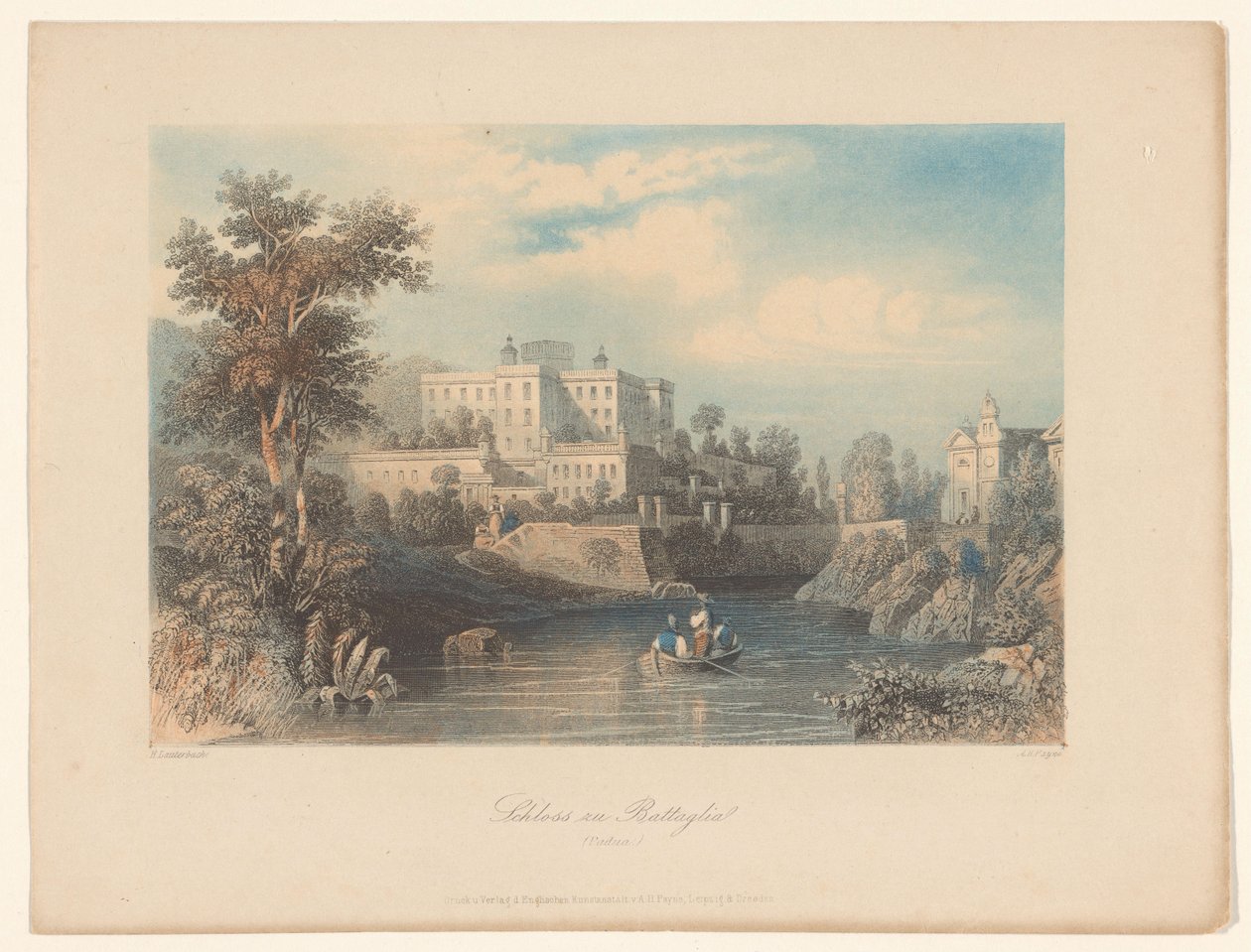 Utsikt over Castello del Catajo i Battaglia Terme Castle of Battaglia (Padua) (tittel på objekt) av Albert Henry Payne