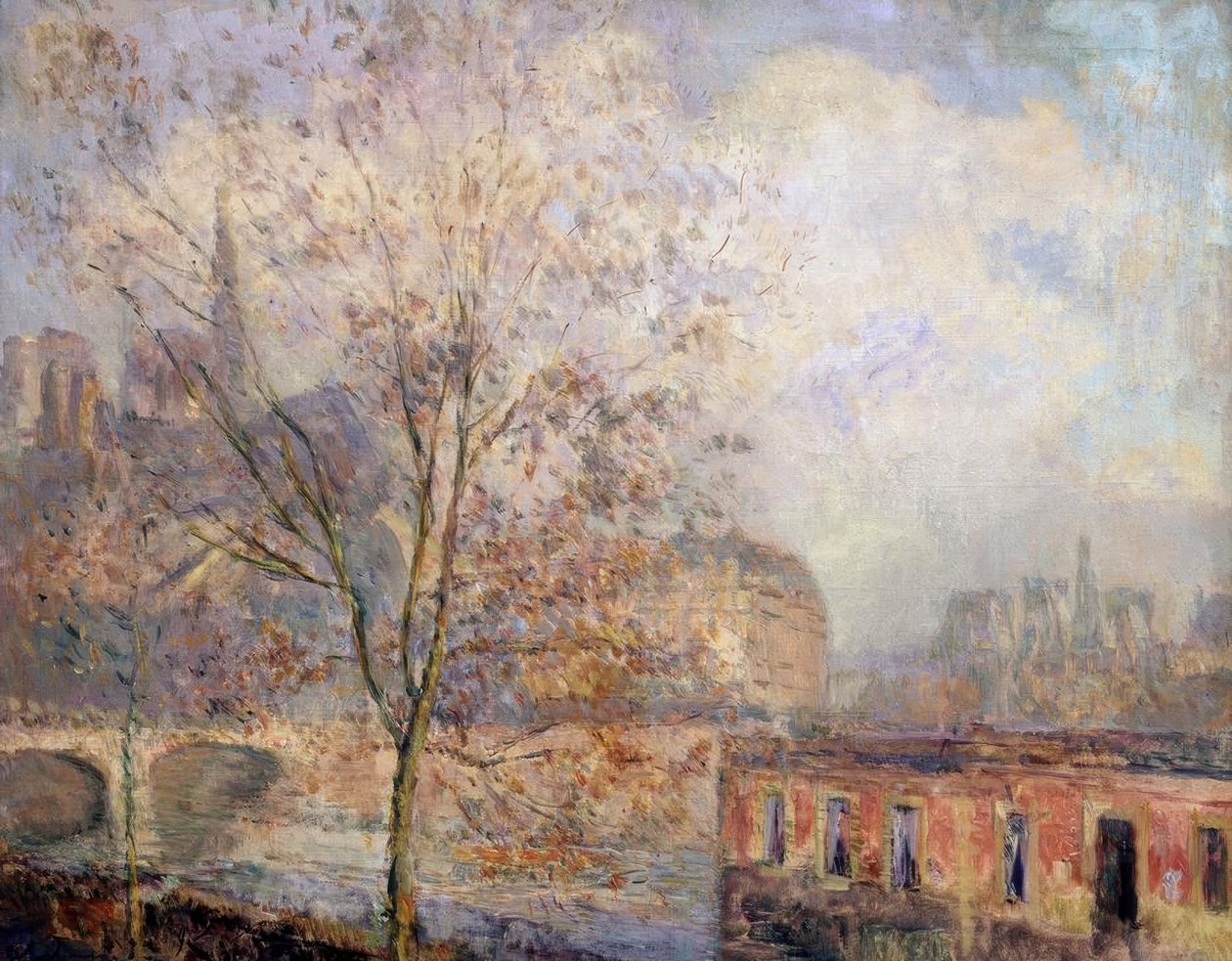 VÅR FRU I PARIS I HØST - XIX / XX ÅRHUNDRE - FRANSK IMPRESSJONISME av Albert Lebourg