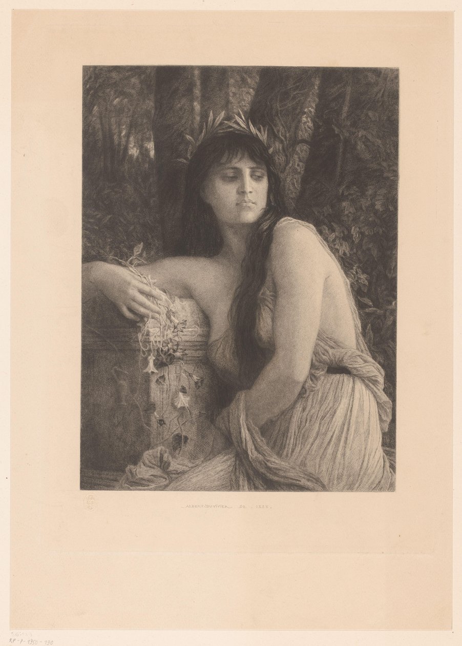 Kvinne med laurbærkrans, muligens en muse av Albert Ludovic Paul Emile Antony Duvivier