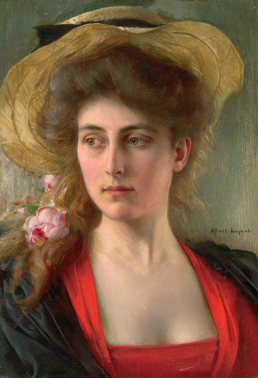 Elegante (olje på panel) av Albert Lynch
