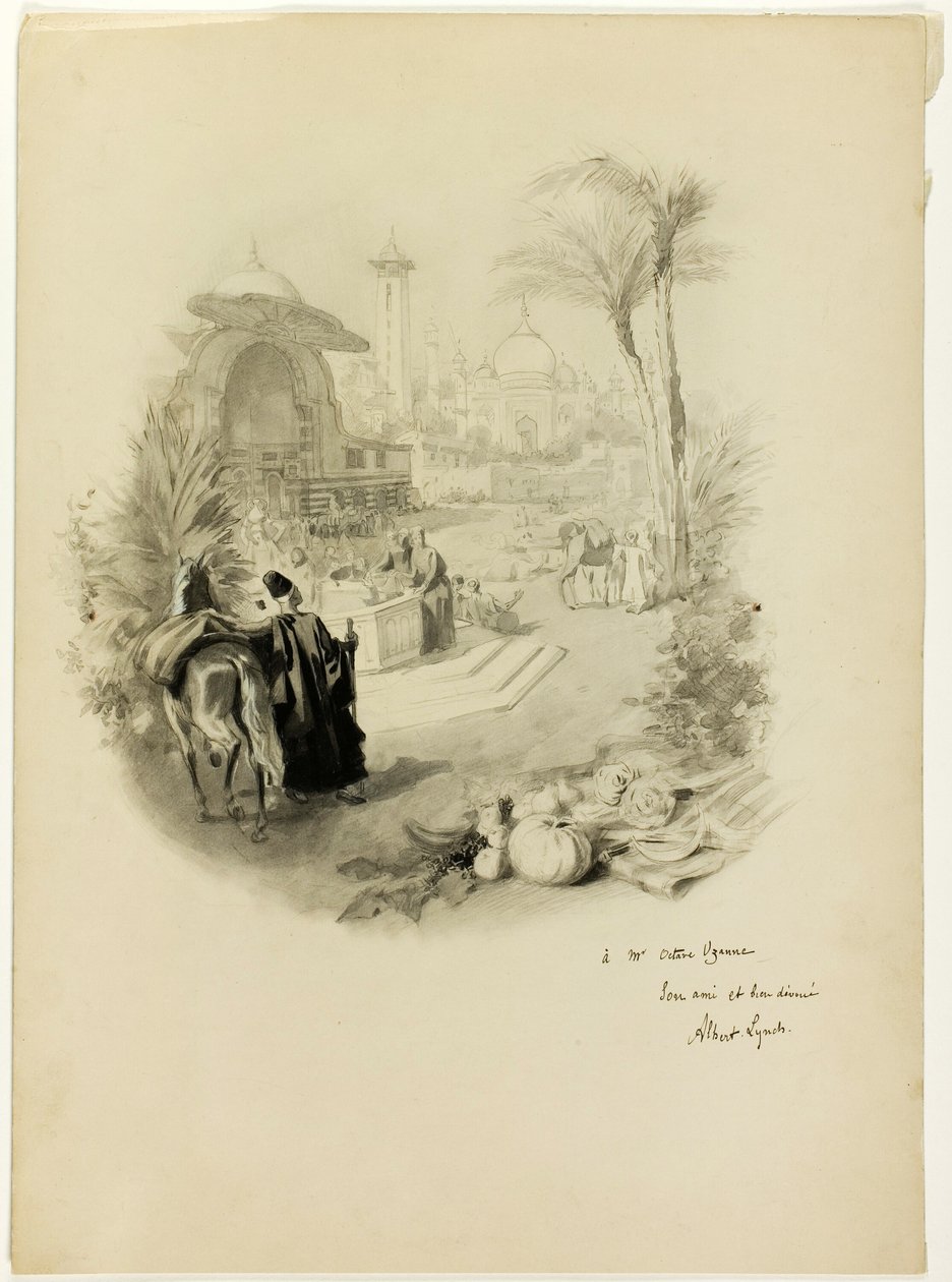Studie for illustrasjon for Aline, Queen of Golconda av Albert Lynch