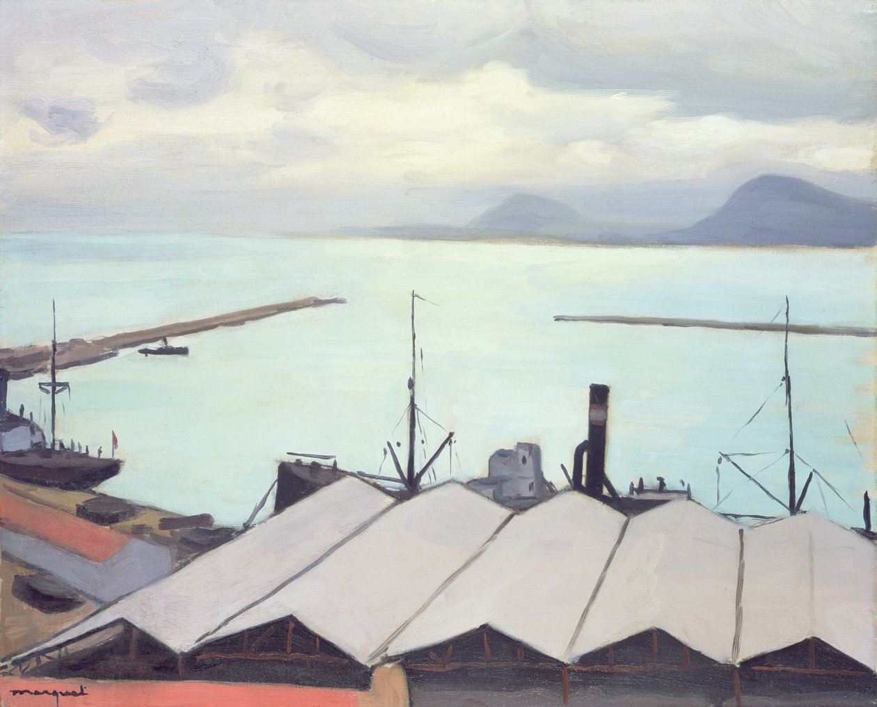 Hangarer i Port de Bougie, Algerie av Albert Marquet