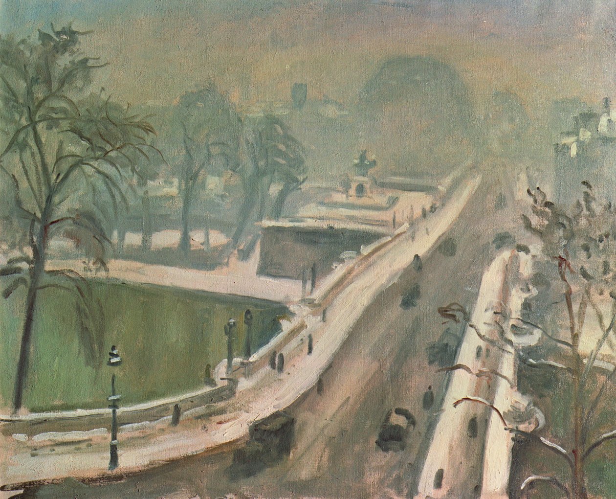 Le Pont Neuf og Vert Galant i snøen av Albert Marquet