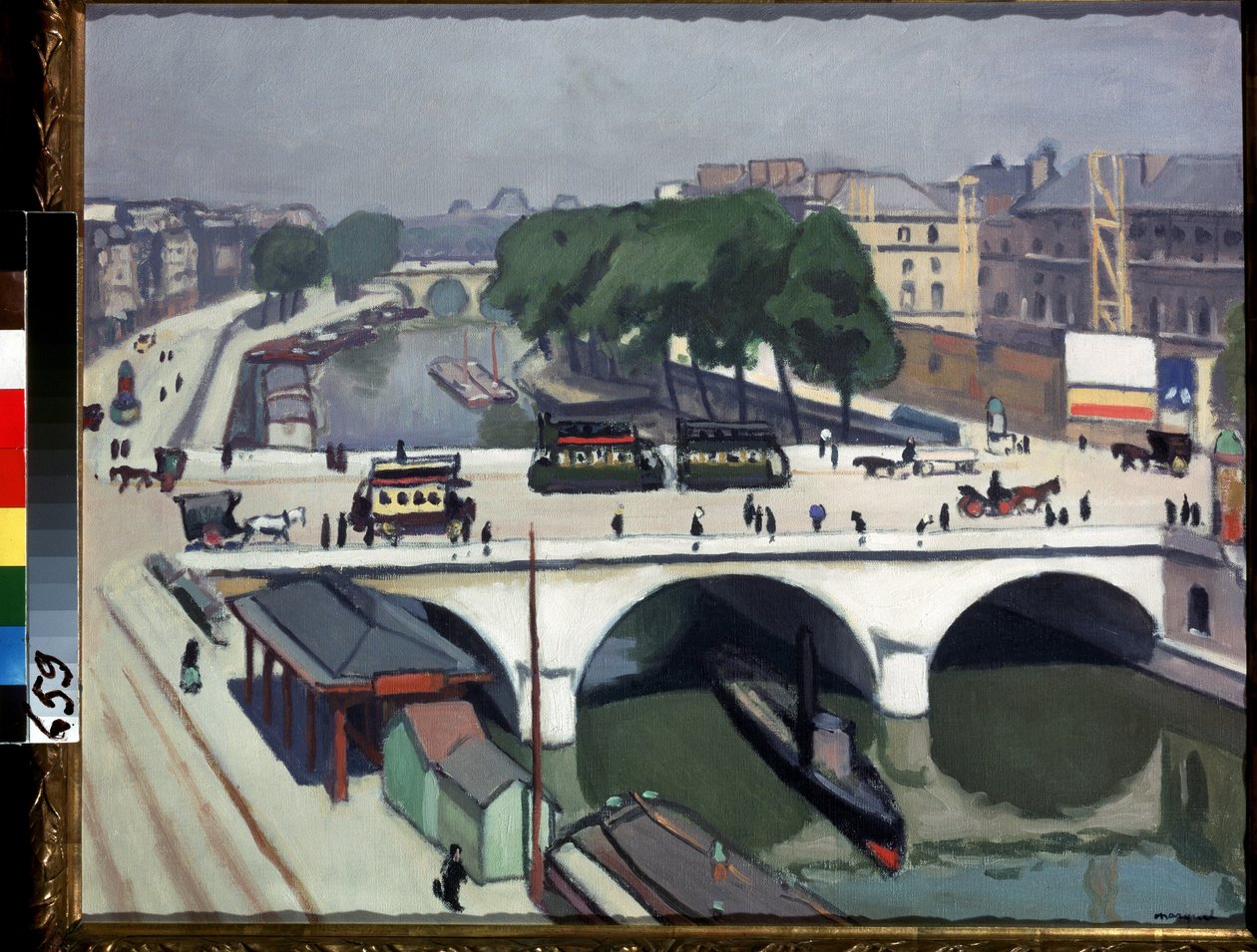 ""Saint Michel-broen i Paris og Quai des Grands Augustins"" (Saint-Michel-broen i Paris. Quai des Grands-Augustins). Maleri av Pierre Albert Marquet (1875-1947) (Fauvisme) 1908 Olje på lerret. Moskva, Pushkin-museet av Albert Marquet