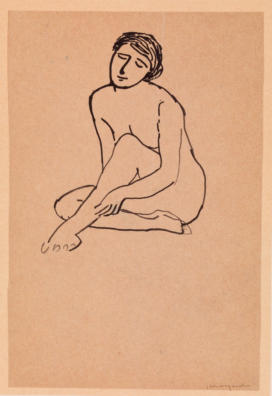 Naken kvinne sitter (penn og blekk på papir) av Albert Marquet