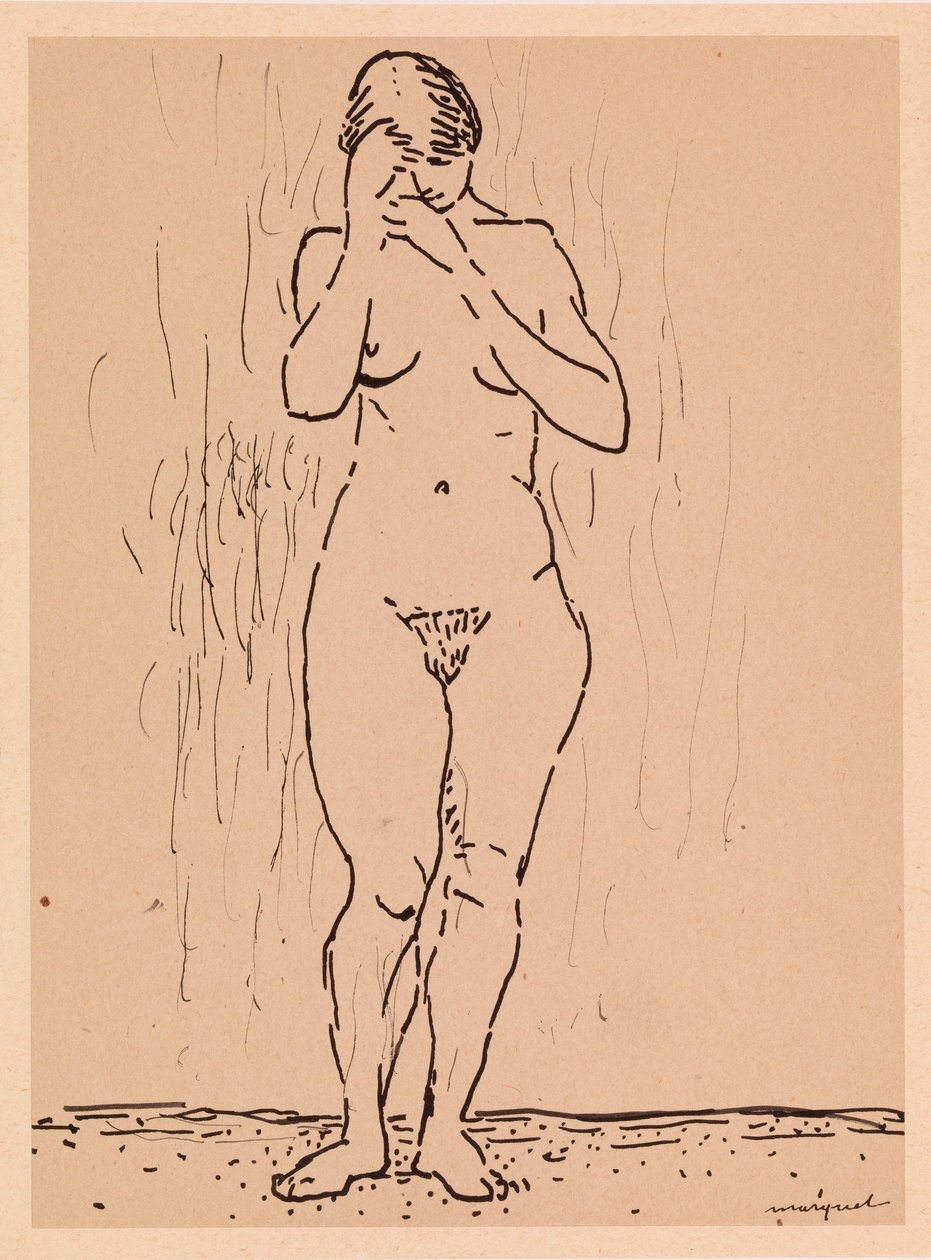 Naken kvinne stående (blyant på papir) av Albert Marquet