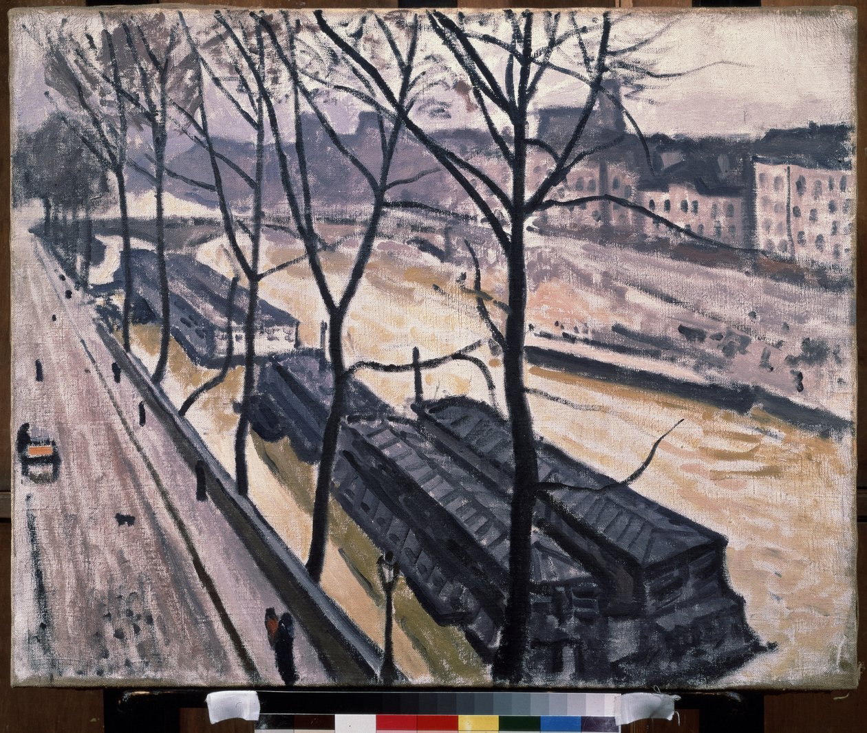 ""Paris en hiver, quai Bourbon"" (Paris om vinteren. Quai Bourbon) Lektere på bredden av Seinen. Maleri av Pierre Albert Marquet (1875-1947) 1907 Olje på lerret. Fauvisme. Moskva. Pushkin Museum of Fine Arts av Albert Marquet