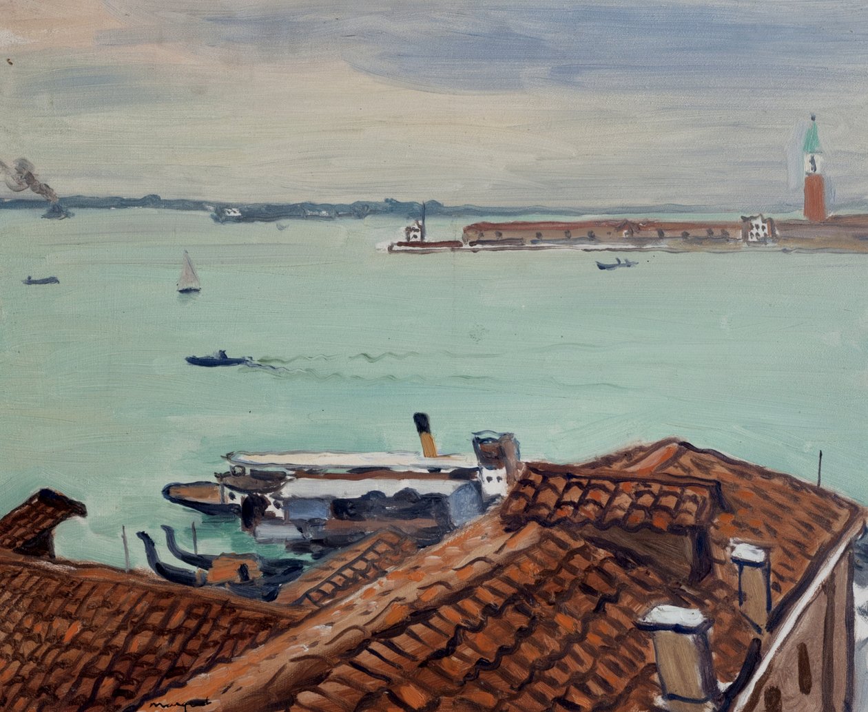 Tak i Venezia (olje på panel) av Albert Marquet