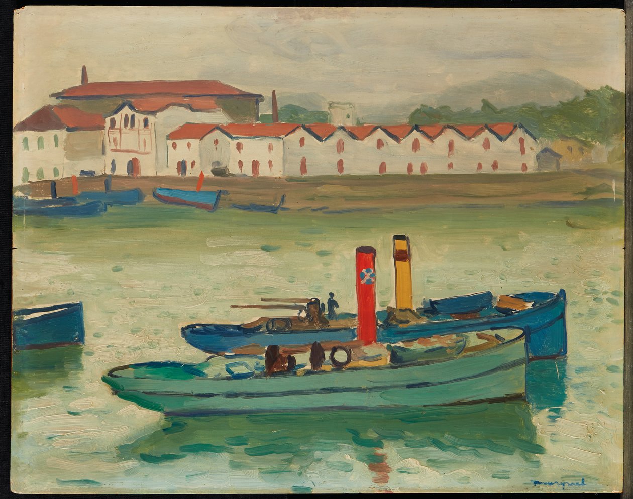 Saint-Jean-de-Luz, fiskebåt (olje på panel) av Albert Marquet