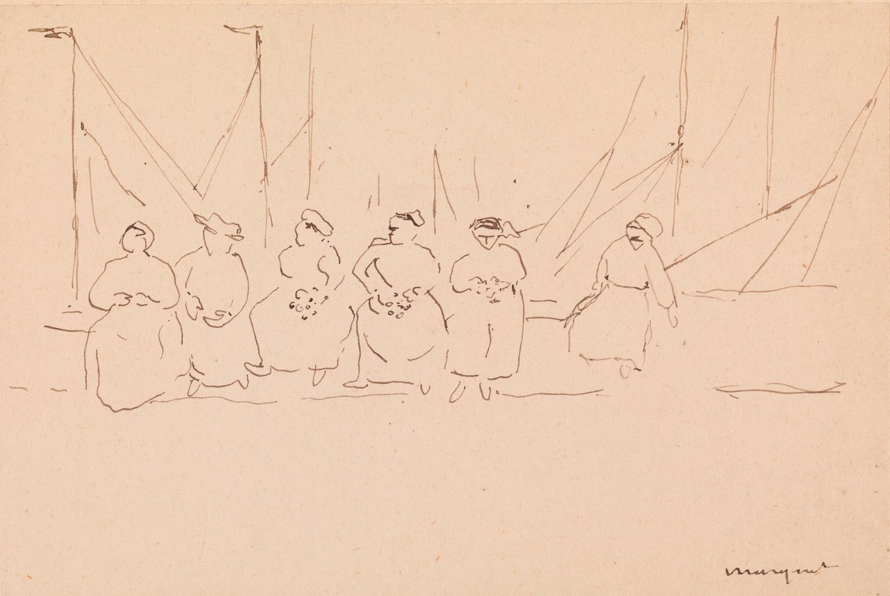 Seks kvinner på en brygge av Albert Marquet
