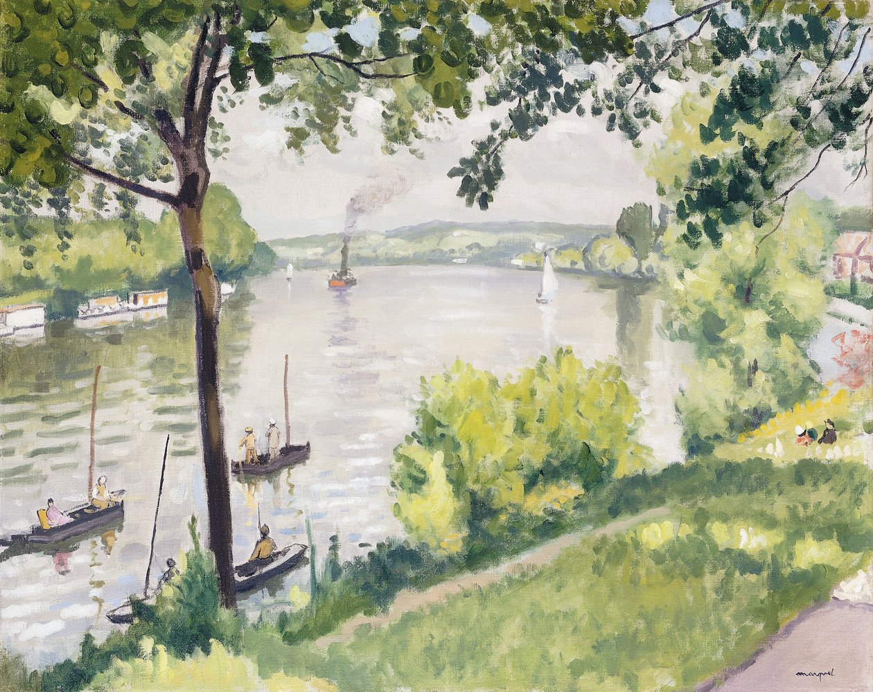 The Banks of Triel (Tugboat); Berge a Triel (Tugbåten) av Albert Marquet