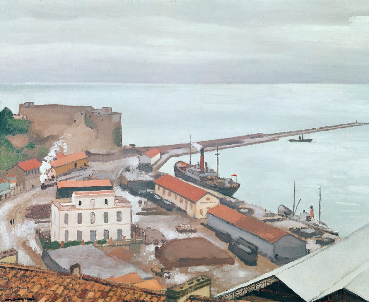 Havnen i Bougie i grått vær av Albert Marquet