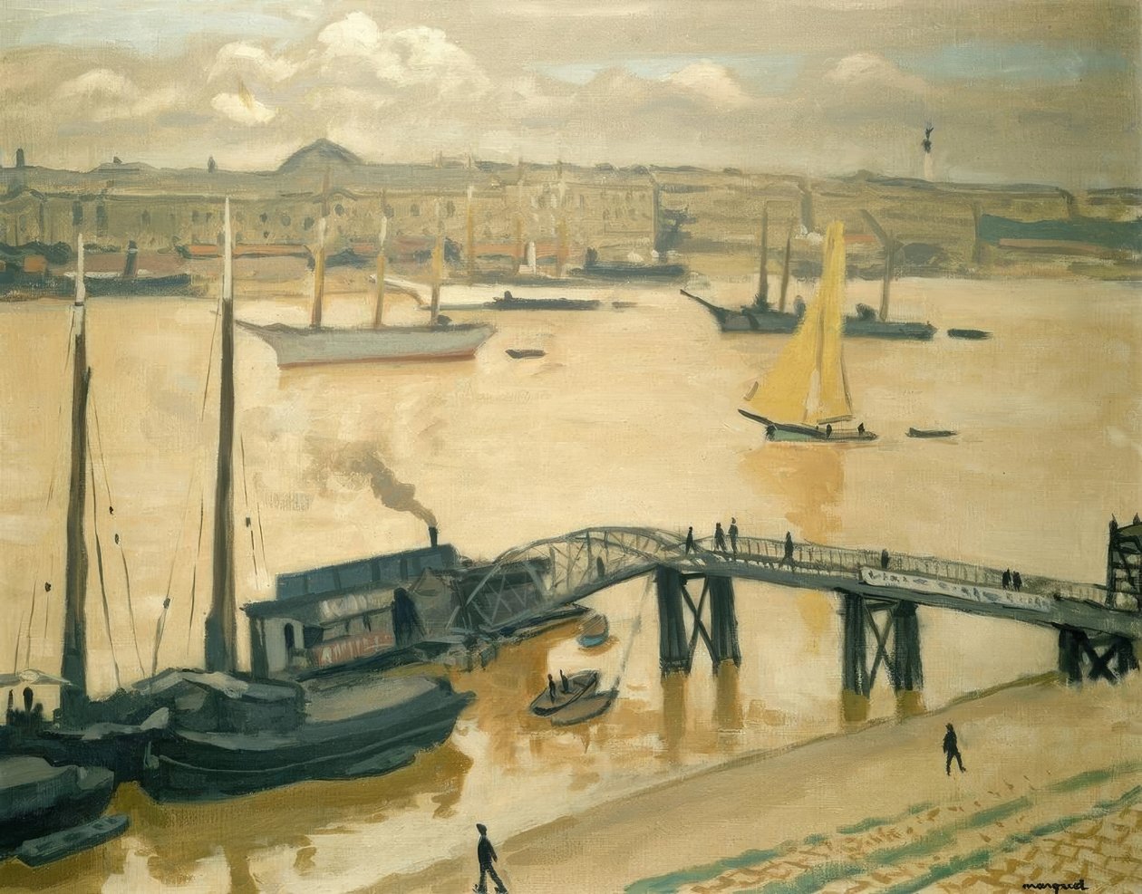 Havnen i Bordeaux. Olje på lerret av Albert Marquet