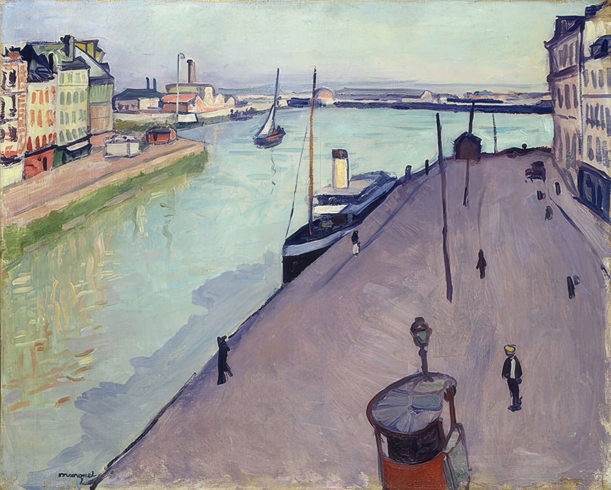 Utsikt over havnen i Le Havre (Le quai de Notre-Dame). Um 1911 av Albert Marquet