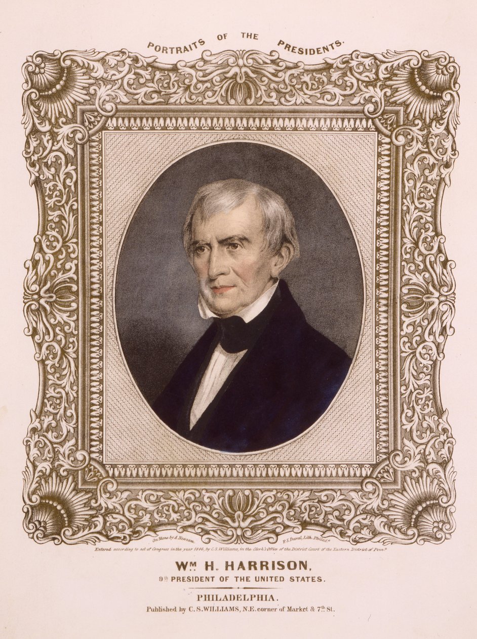 USAs president William Henry Harrison, 1846 (litografi) av Albert Newsam