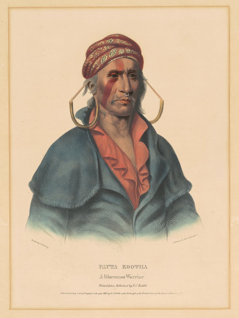 Payta Kootha, en Shawnee-kriger av Albert Newsam, after Henry Inman, after Charles Bird King